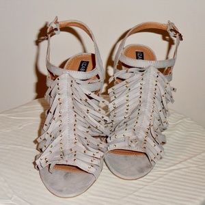 Izabella Rue "Grey"  Suede with Gold Studs